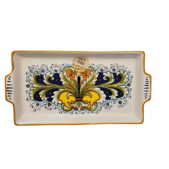 Deruta Ceramiche Italian Art Pottery Ricco Classic Design Hand Painted Dish Tray - Picture 1 of 4